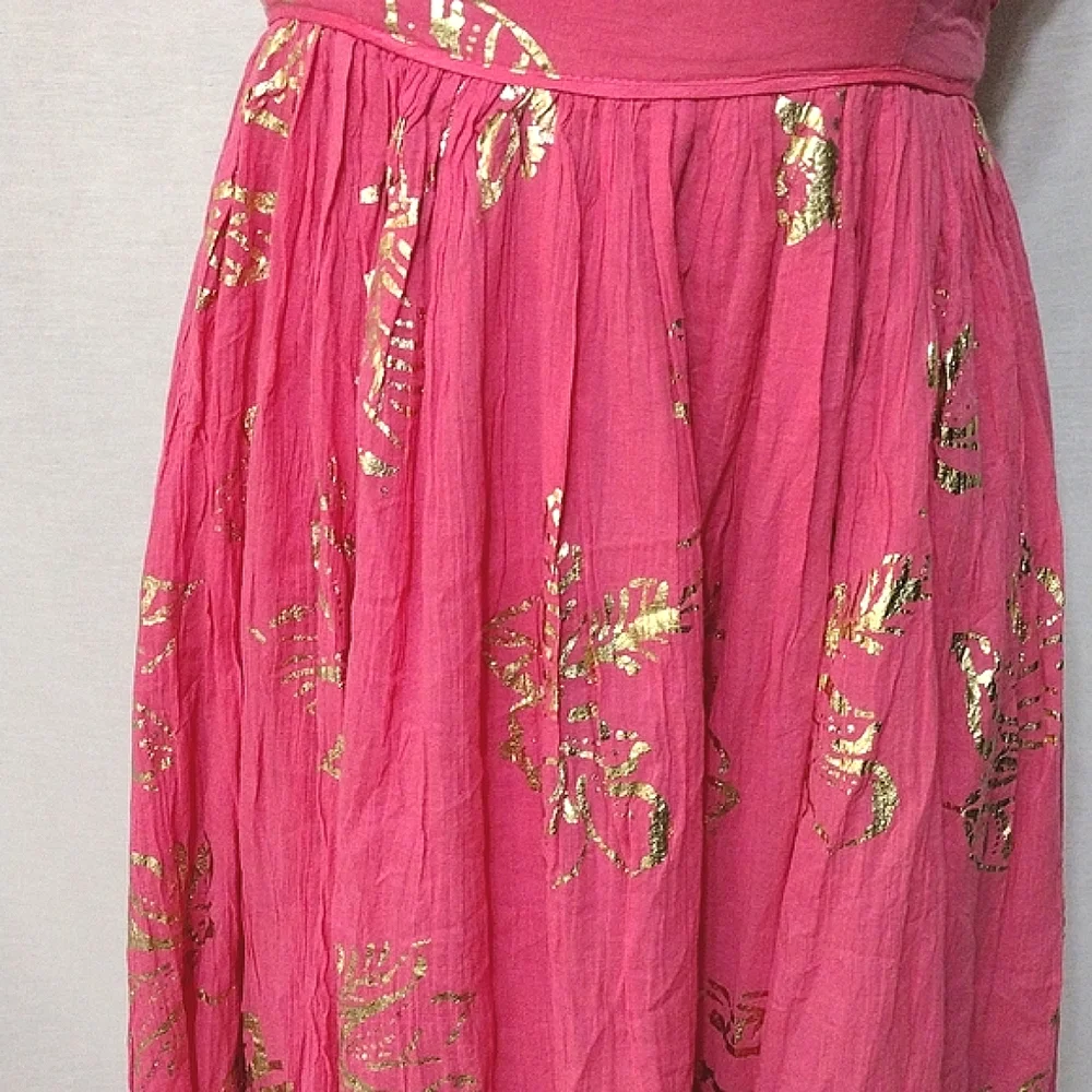 NWT Free People Strapless Metallic Floral Maxi Dress XS Open Back Tie Resort